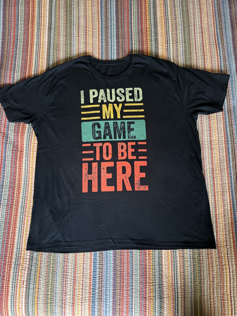 I paused my game to be here Men's crewneck short sleeve T-shirt 3XL Black NWOT
